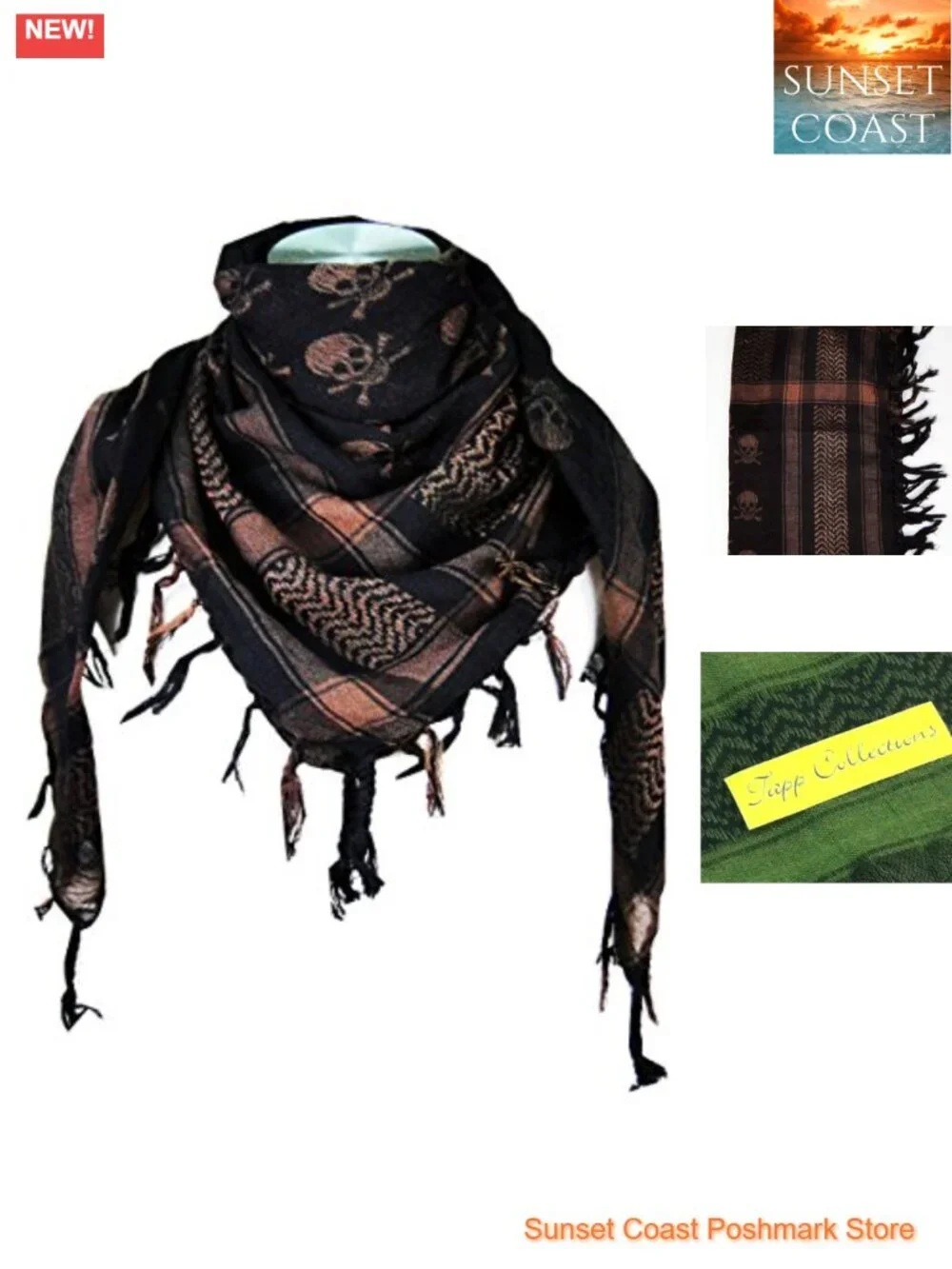 Cotton Blend Fashion Scarf Face and Neck Protection 42x42 with Tassels
